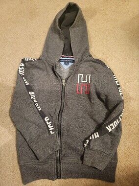 Tommy Hilfiger Kids' Heather Gray Zip Hoodie with Red H Patch